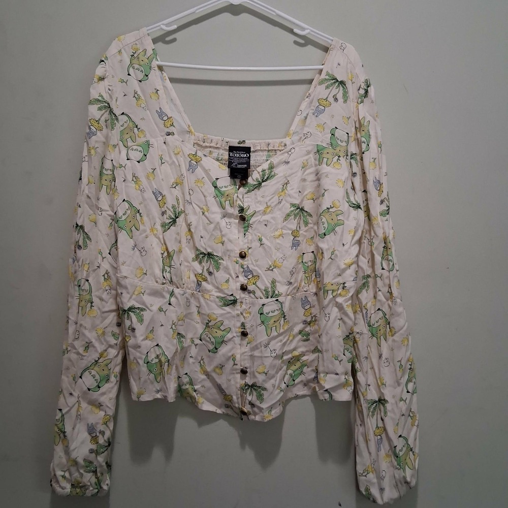 Her Universe Studio Ghibli My Neighbor Totoro Smocked Blouse Cream Size 2